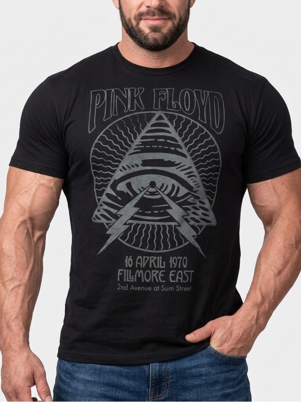New Pink Floyd April 1970 iconic Fillmore East Graphic Tee Black graphic SZ M